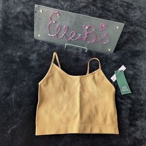 NWT Wild Fable Camel Brown Seamless Crop Tank XXS